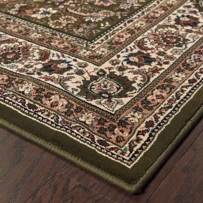 Ariana Oriental Green/ Ivory Cut Pile Rug