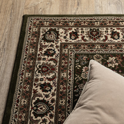Ariana Oriental Green/ Ivory Cut Pile Rug