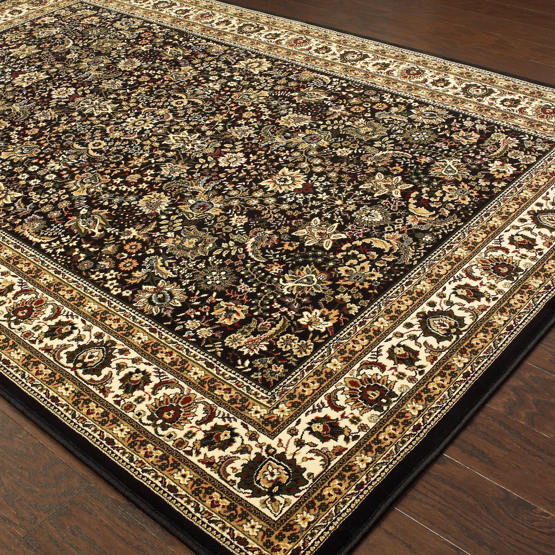 Ariana Oriental Black/ Ivory Cut Pile Rug