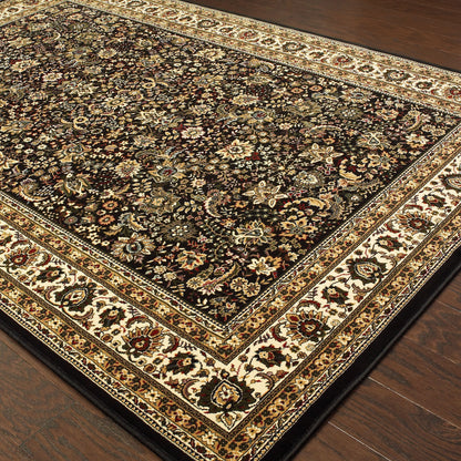 Ariana Oriental Black/ Ivory Cut Pile Rug