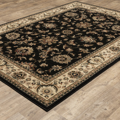 Ariana Oriental Black/ Ivory Cut Pile Rug