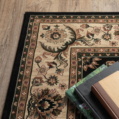 Ariana Oriental Black/ Ivory Cut Pile Rug