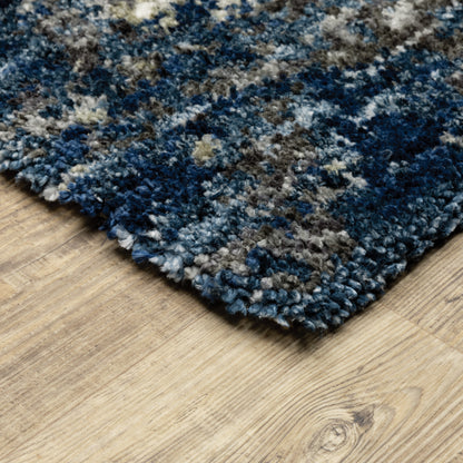 Aspen Shag Blue/ Grey Abstract Cut Pile Rug