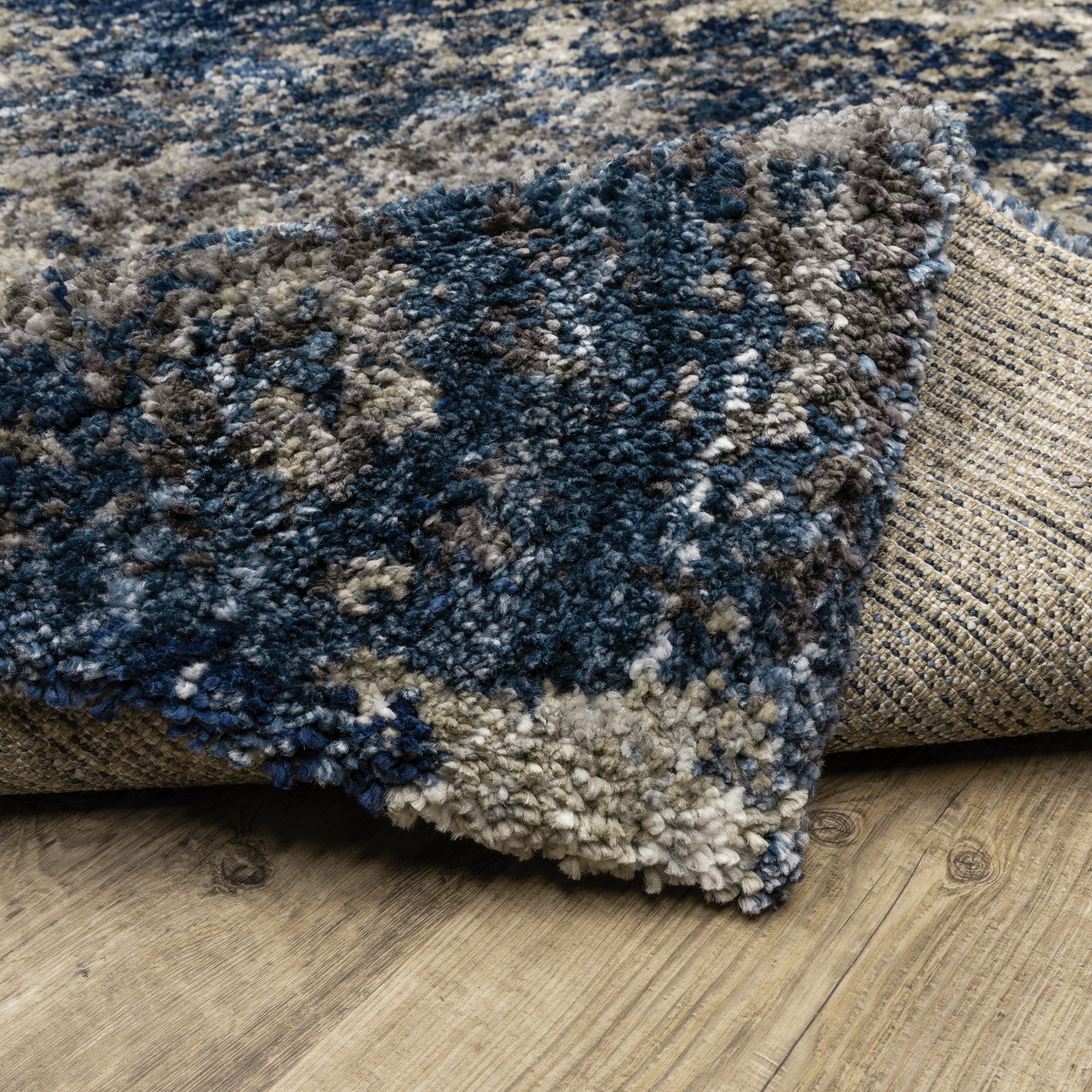 Aspen Shag Blue/ Grey Abstract Cut Pile Rug
