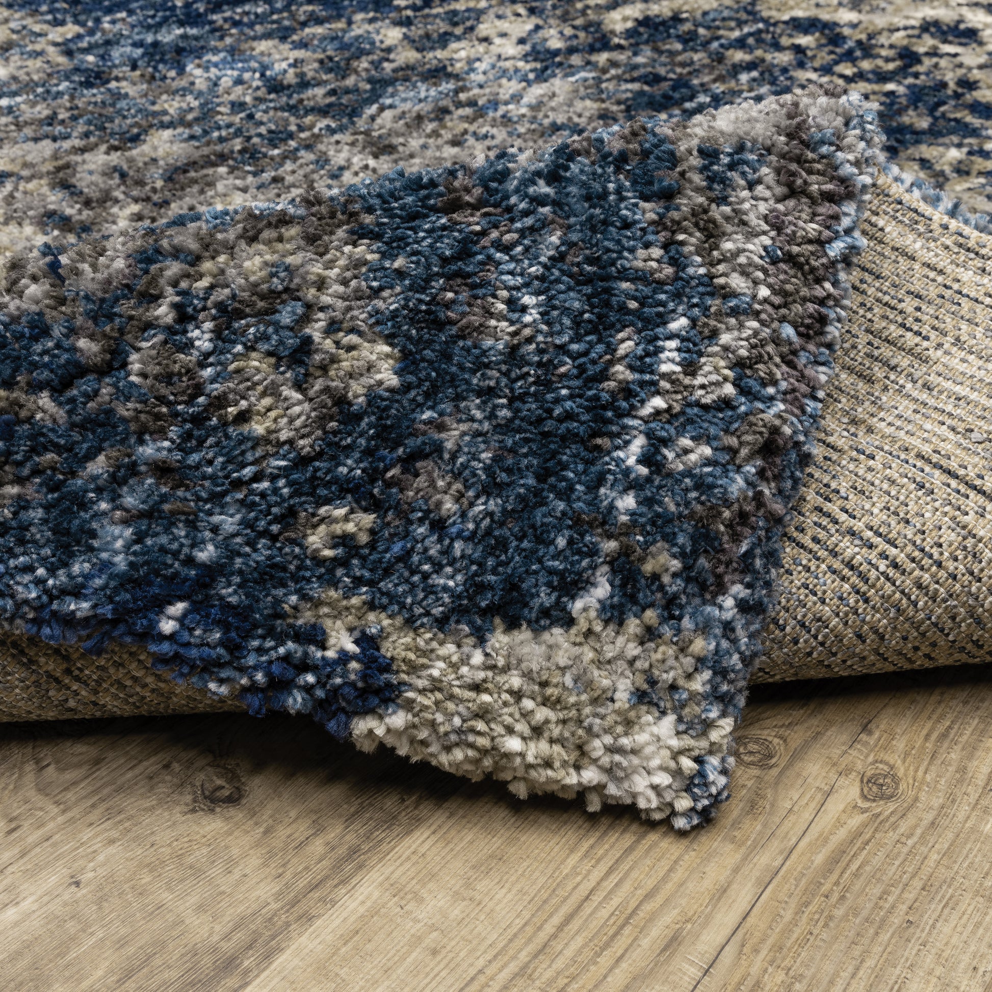 Aspen Shag Blue/ Grey Abstract Cut Pile Rug