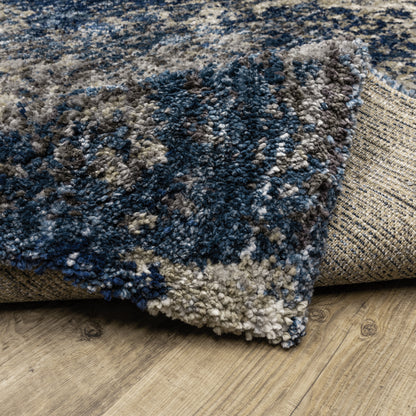 Aspen Shag Blue/ Grey Abstract Cut Pile Rug