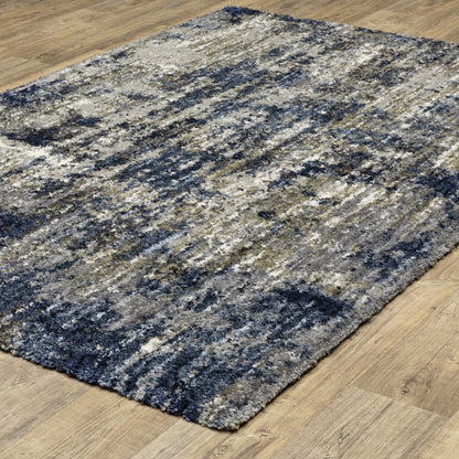 Aspen Shag Grey/ Blue Distressed Cut Pile Rug