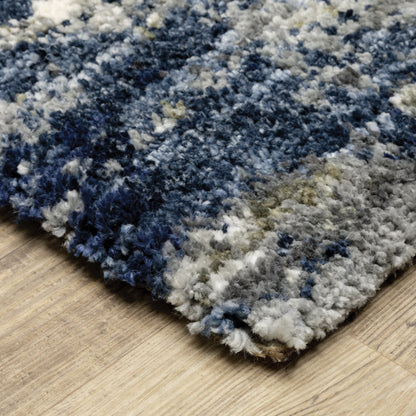 Aspen Shag Grey/ Blue Distressed Cut Pile Rug