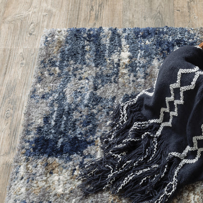 Aspen Shag Grey/ Blue Distressed Cut Pile Rug