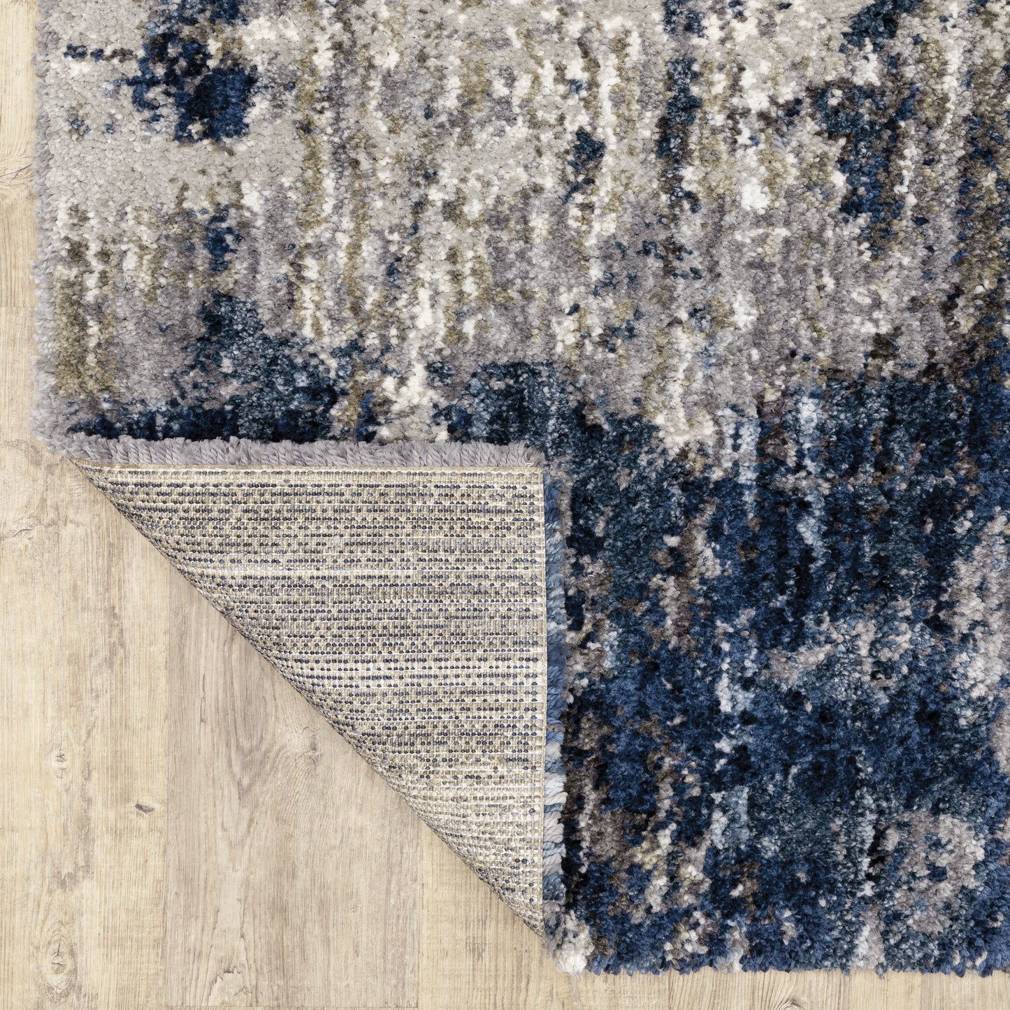Aspen Shag Grey/ Blue Distressed Cut Pile Rug