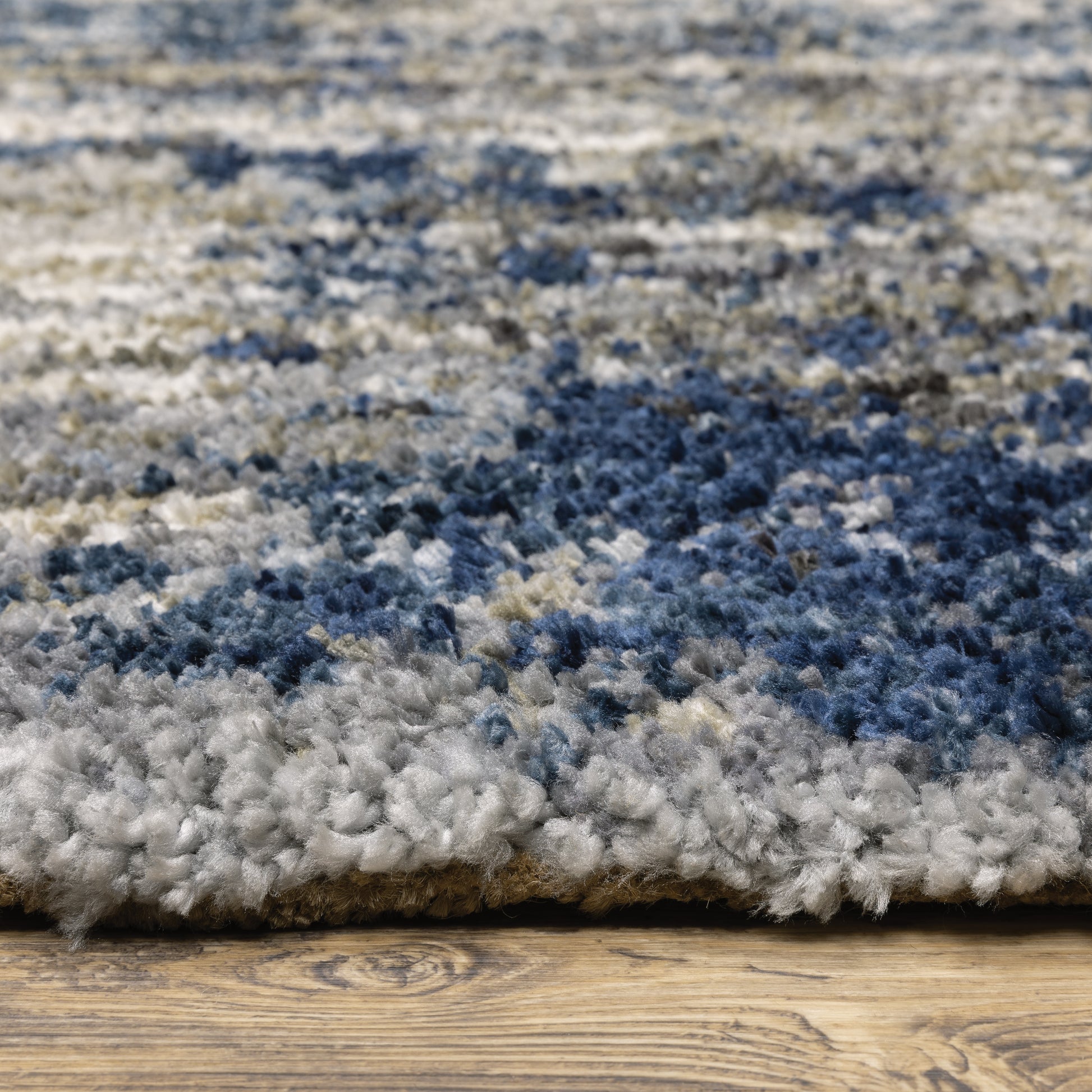 Aspen Shag Grey/ Blue Distressed Cut Pile Rug