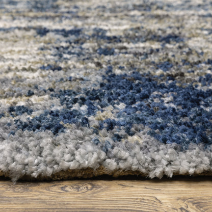 Aspen Shag Grey/ Blue Distressed Cut Pile Rug