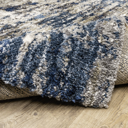 Aspen Shag Grey/ Blue Distressed Cut Pile Rug
