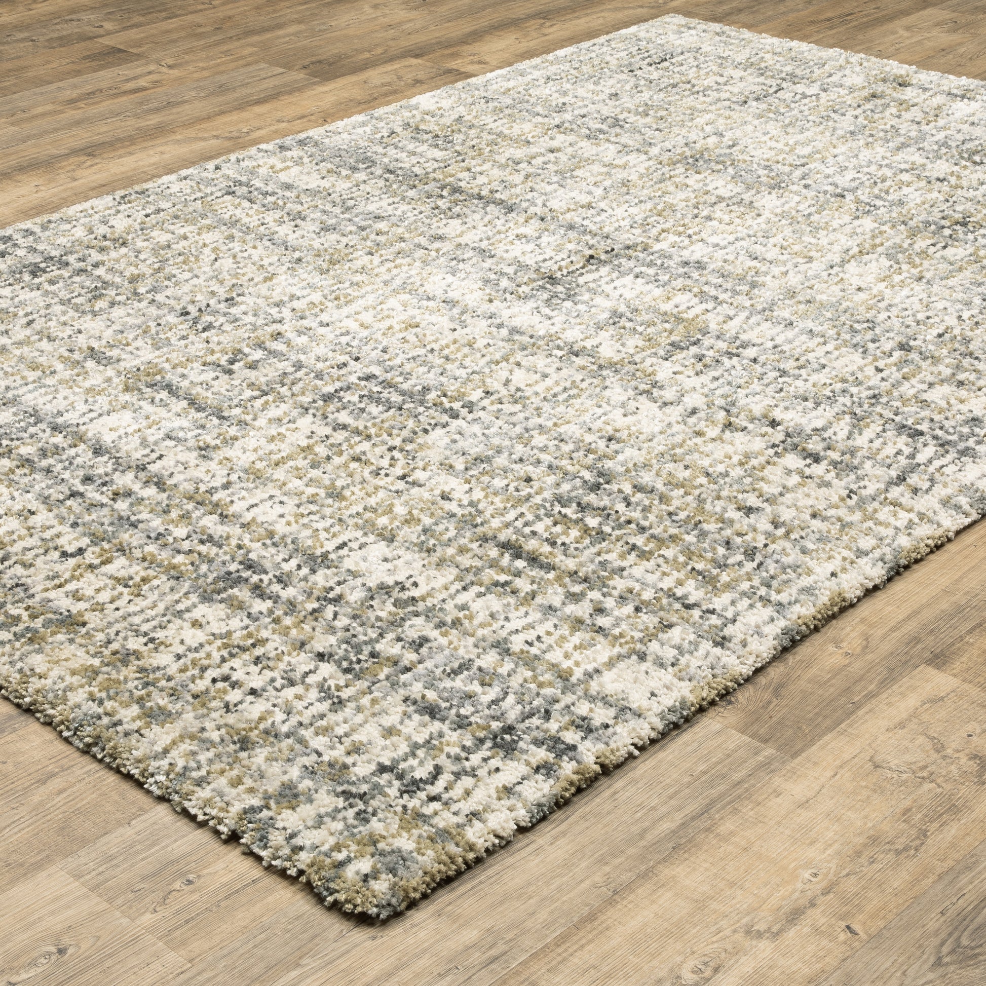 Aspen Stripe Ivory/ Gold Distressed Cut Pile Rug