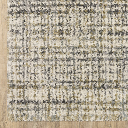 Aspen Stripe Ivory/ Gold Distressed Cut Pile Rug