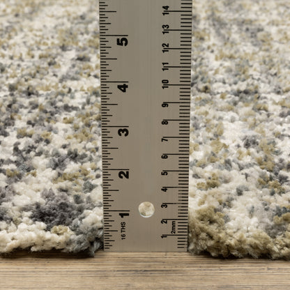 Aspen Stripe Ivory/ Gold Distressed Cut Pile Rug