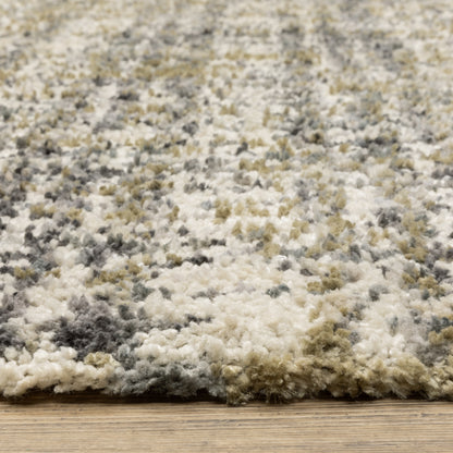 Aspen Stripe Ivory/ Gold Distressed Cut Pile Rug