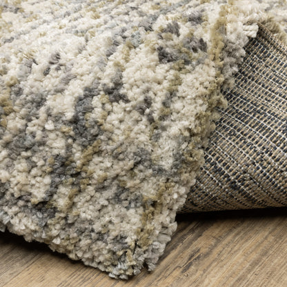 Aspen Stripe Ivory/ Gold Distressed Cut Pile Rug