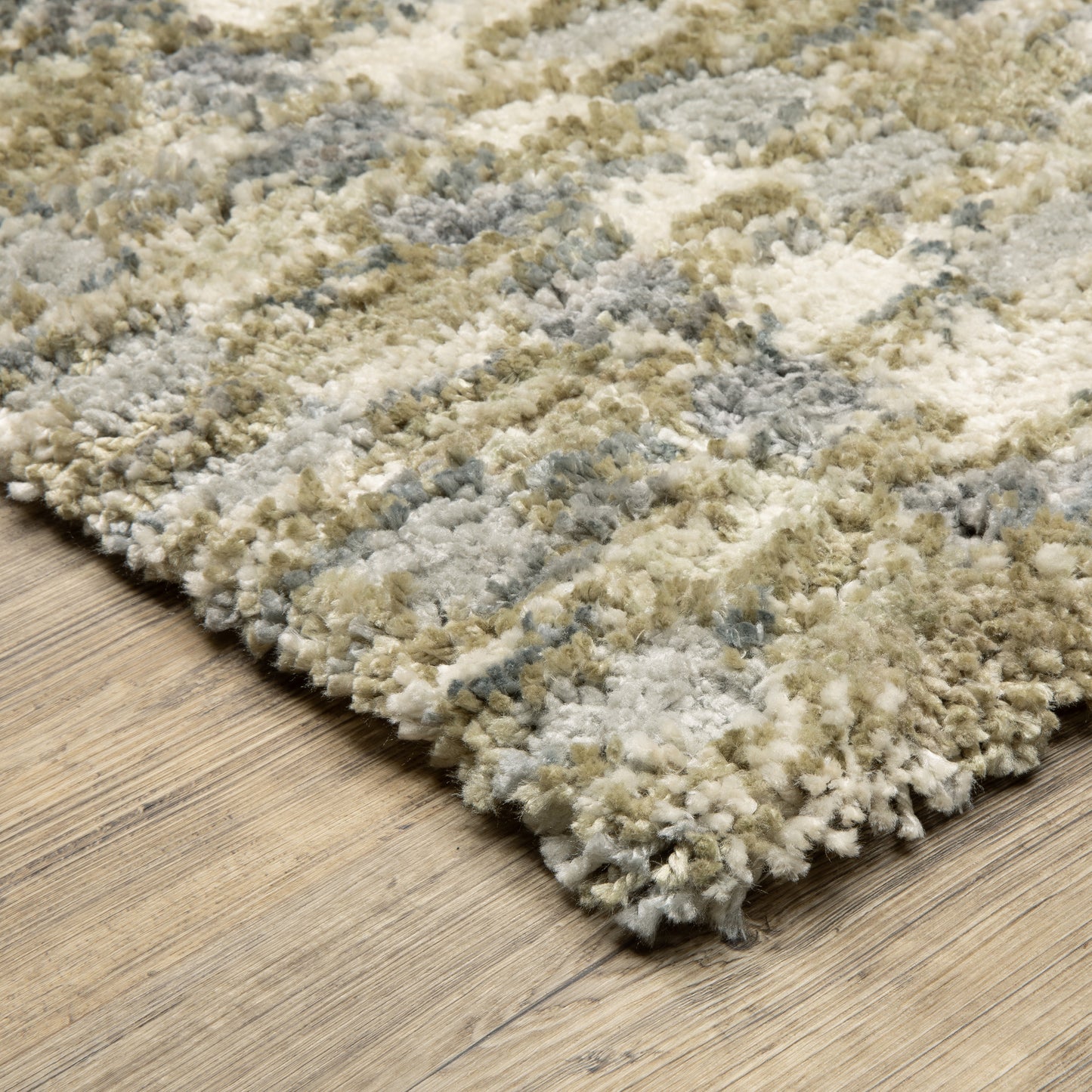Aspen Stripe Gold/ Grey Distressed Cut Pile Rug