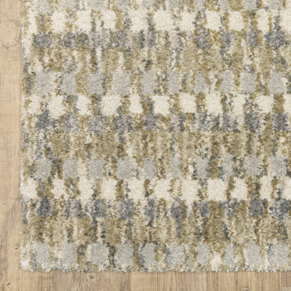 Aspen Stripe Gold/ Grey Distressed Cut Pile Rug