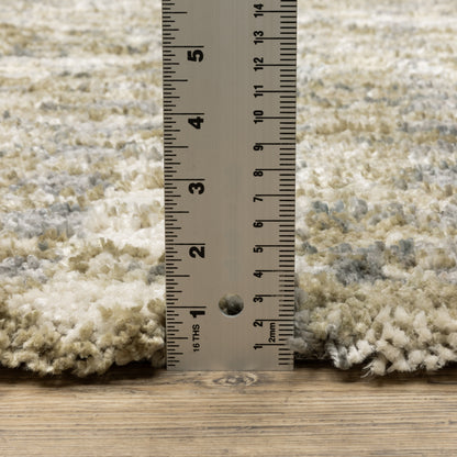 Aspen Stripe Gold/ Grey Distressed Cut Pile Rug