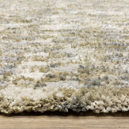 Aspen Stripe Gold/ Grey Distressed Cut Pile Rug