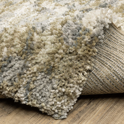 Aspen Stripe Gold/ Grey Distressed Cut Pile Rug