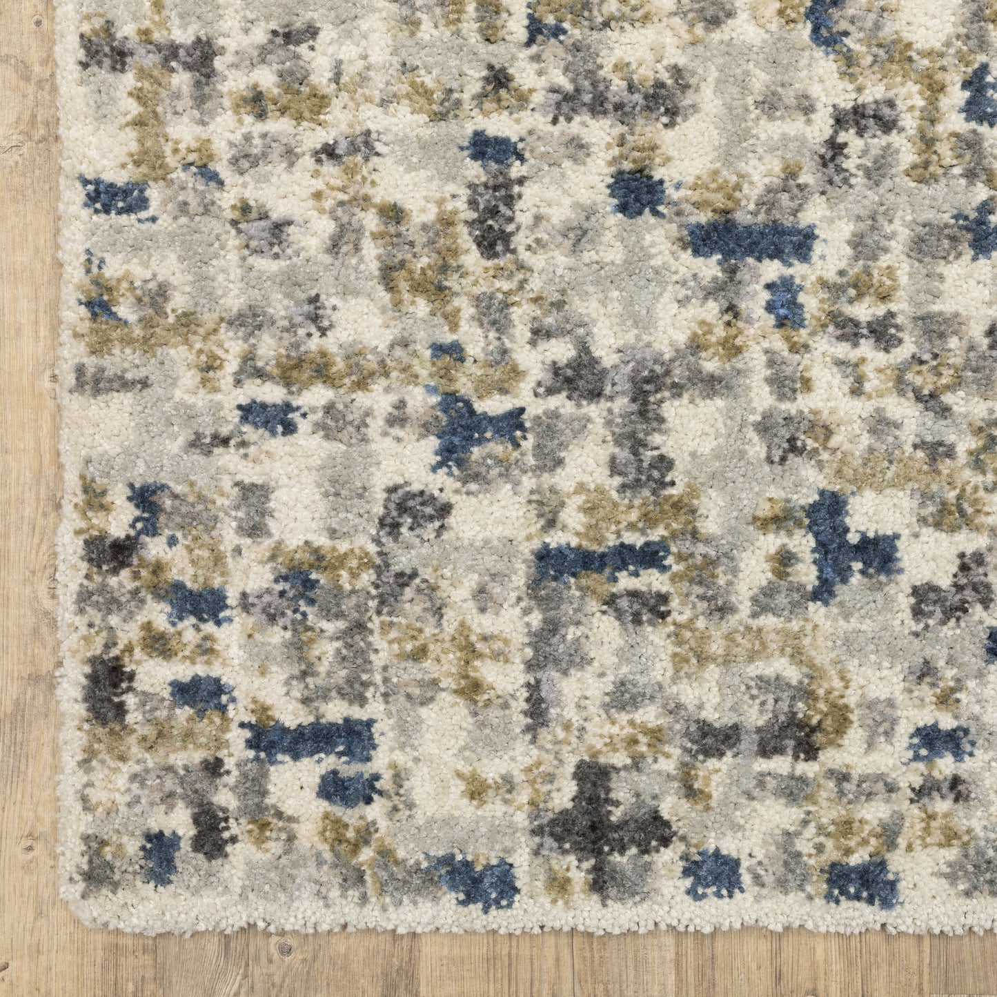 Aspen Geometric Ivory/ Blue Cut Pile Rug