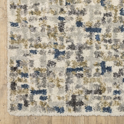 Aspen Geometric Ivory/ Blue Cut Pile Rug
