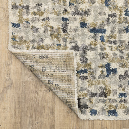 Aspen Geometric Ivory/ Blue Cut Pile Rug