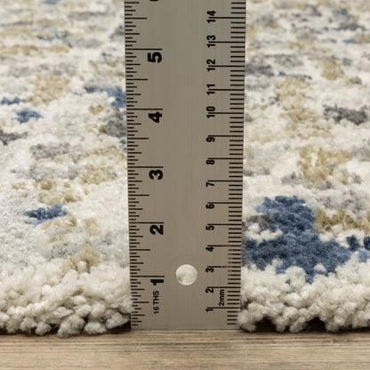 Aspen Geometric Ivory/ Blue Cut Pile Rug
