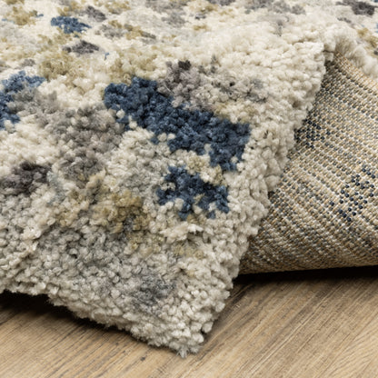Aspen Geometric Ivory/ Blue Cut Pile Rug