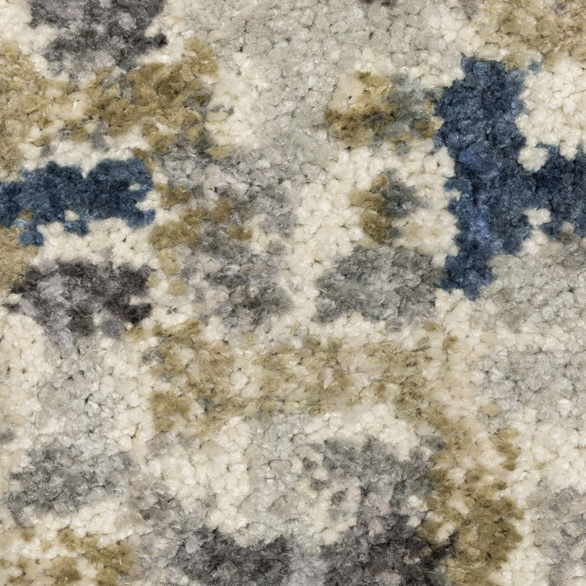 Aspen Geometric Ivory/ Blue Cut Pile Rug