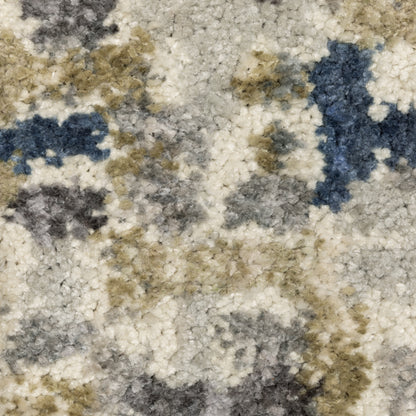 Aspen Geometric Ivory/ Blue Cut Pile Rug