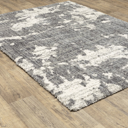 Aspen Distressed Grey/ Ivory Shag Cut Pile Rug
