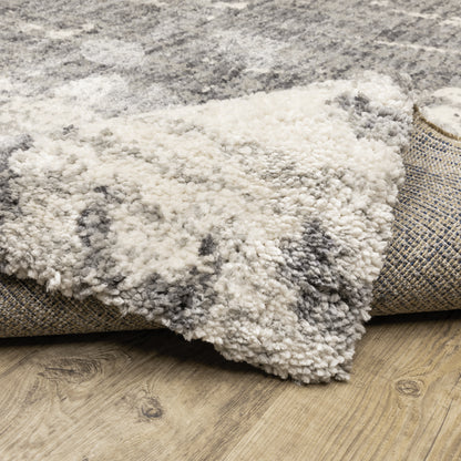 Aspen Distressed Grey/ Ivory Shag Cut Pile Rug