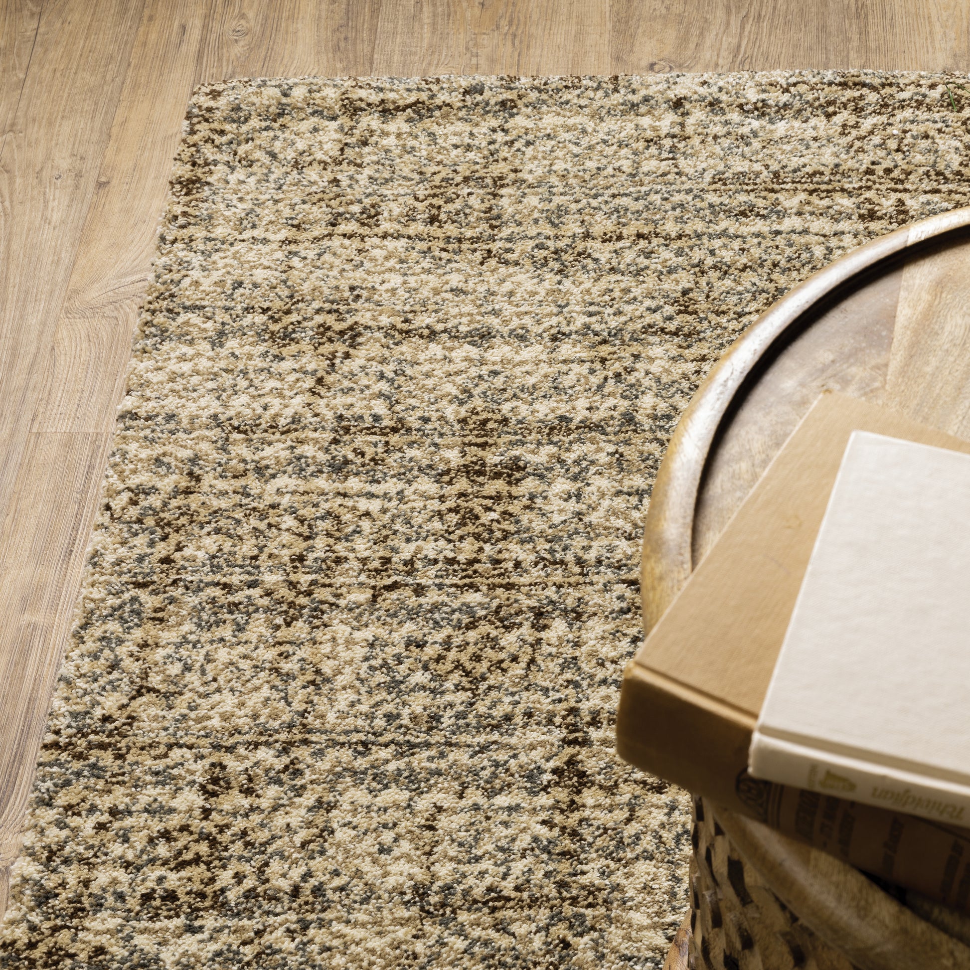 Astor Distressed Beige/ Brown Abstract Cut Pile Rug