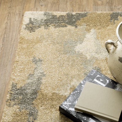 Astor Abstract Beige/ Gold Cut Pile Rug