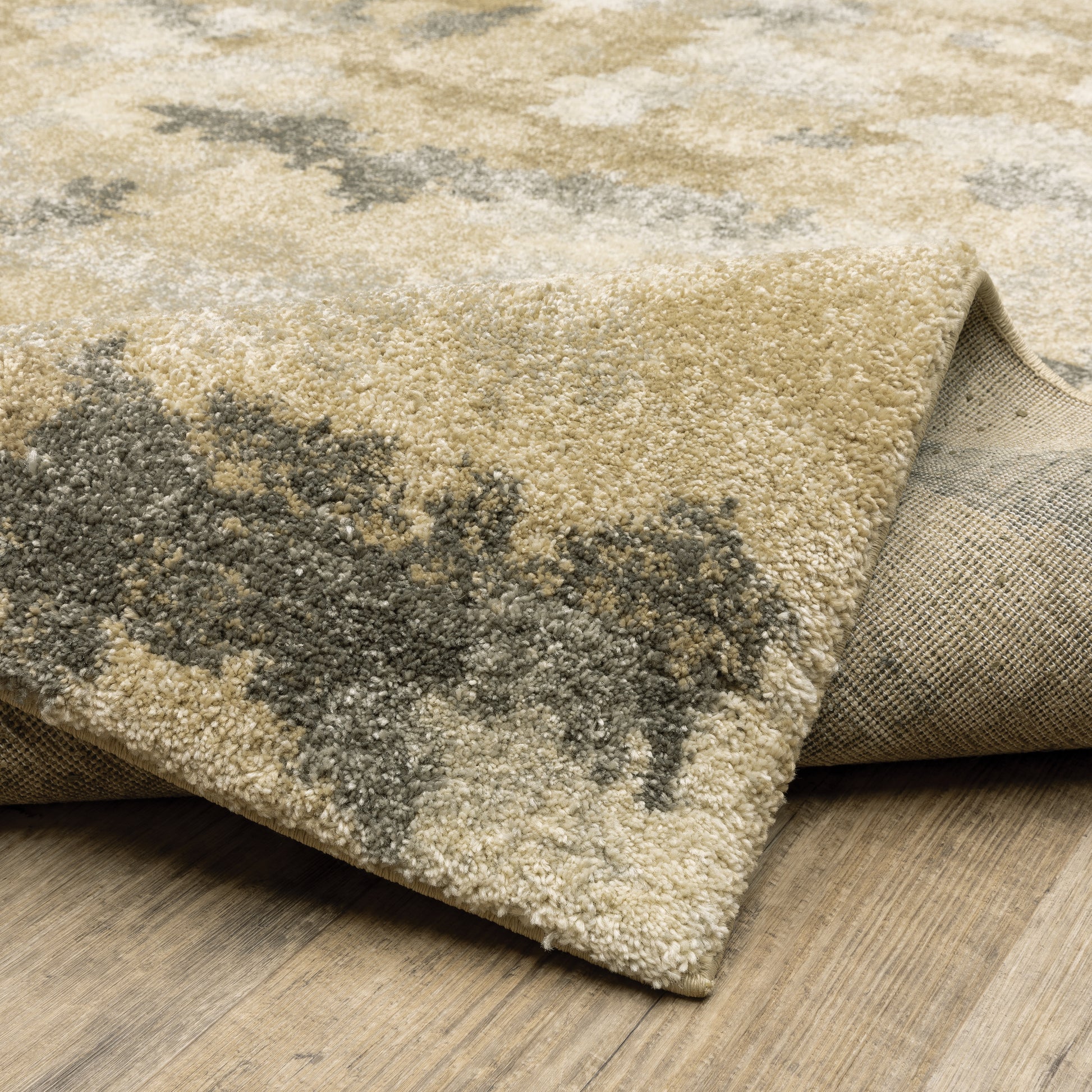 Astor Abstract Beige/ Gold Cut Pile Rug