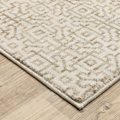Atlas Geometric Ivory/ Beige Cut Pile Rug