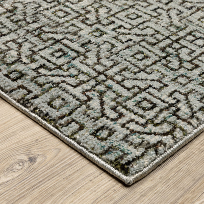 Atlas Geometric Blue/ Brown Cut Pile Rug