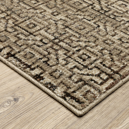 Atlas Geometric Brown/ Beige Cut Pile Rug