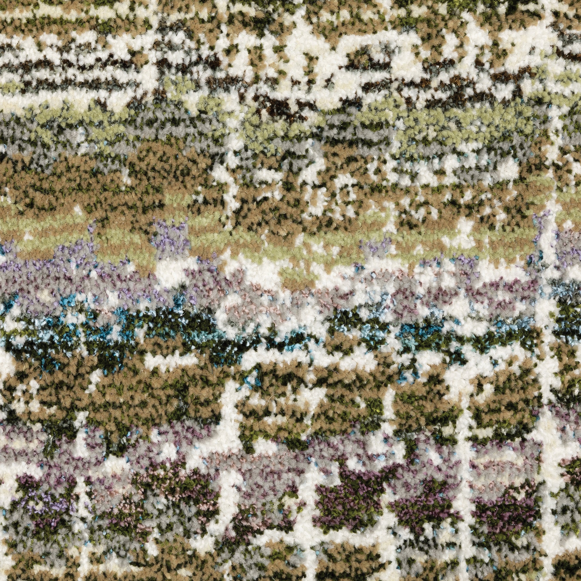 Atlas Stripe Green/ Multi Abstract Cut Pile Rug