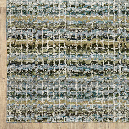 Atlas Stripe Blue/ Green Abstract Cut Pile Rug