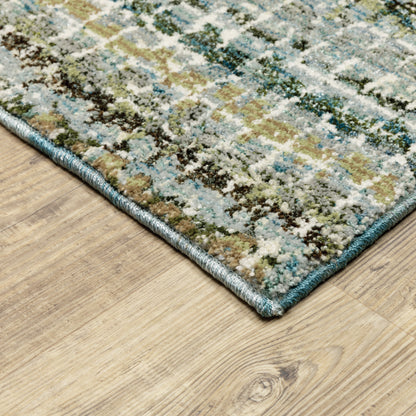 Atlas Stripe Blue/ Green Abstract Cut Pile Rug