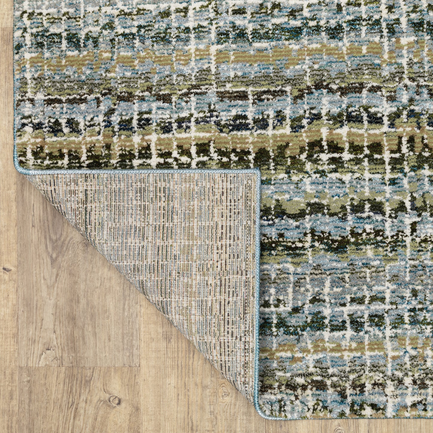 Atlas Stripe Blue/ Green Abstract Cut Pile Rug
