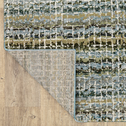 Atlas Stripe Blue/ Green Abstract Cut Pile Rug