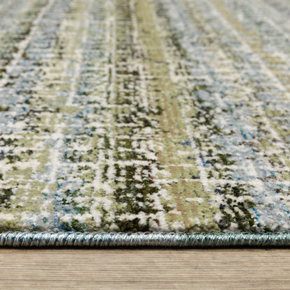 Atlas Stripe Blue/ Green Abstract Cut Pile Rug