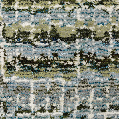 Atlas Stripe Blue/ Green Abstract Cut Pile Rug