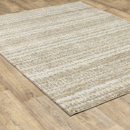 Atlas Stripe Ivory/ Grey Abstract Cut Pile Rug
